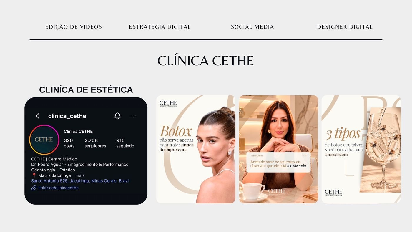 Portfólio do case Clínica CETHE: perfil e conteúdos