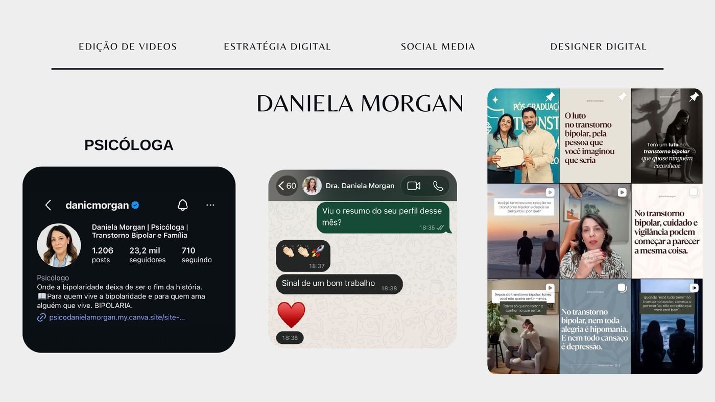 Portfólio do case Daniela Morgan: perfil e conteúdos